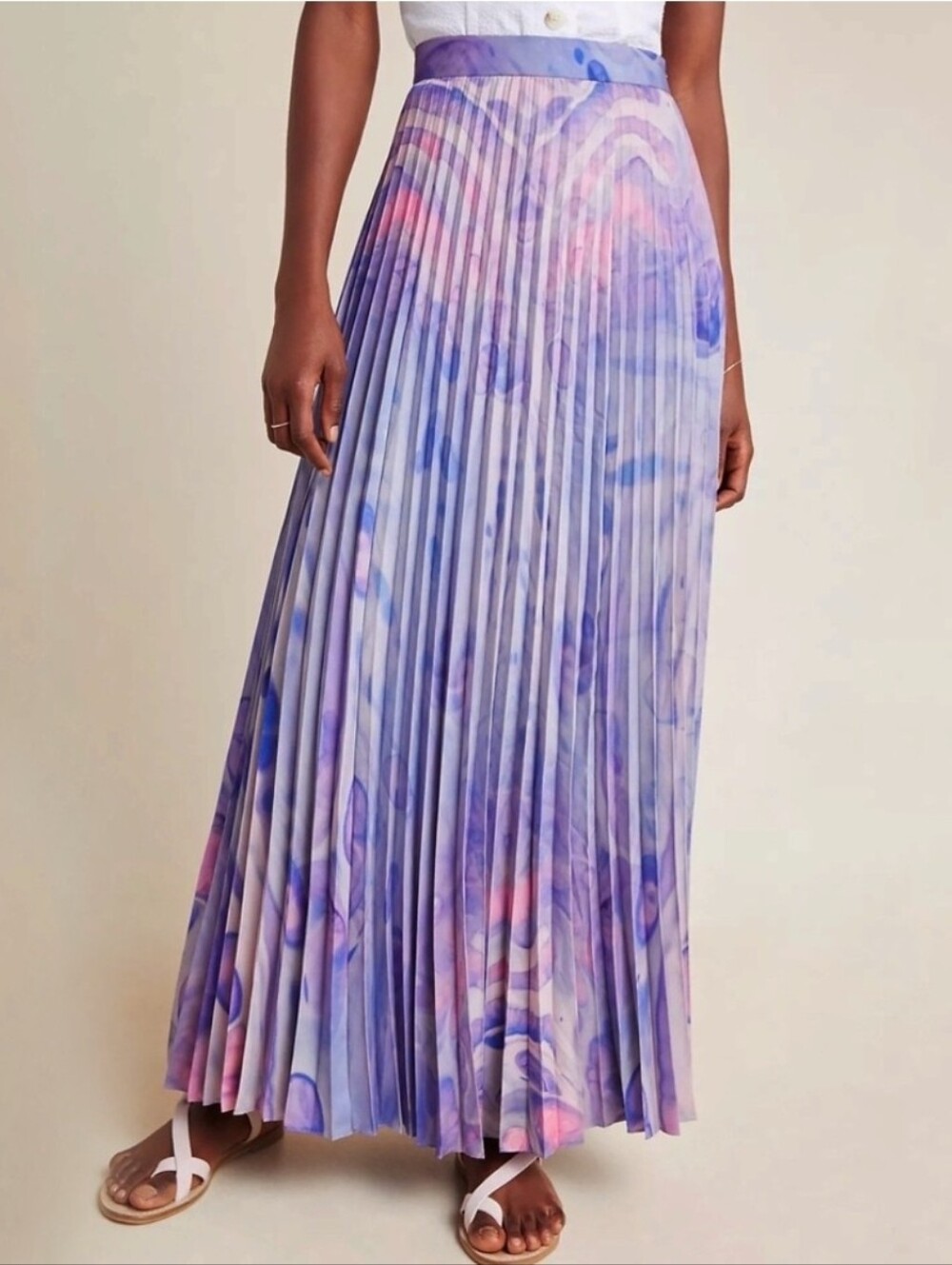 Anthropologie Marble-Dyed Pleated Maxi Skirt Siddhartha Bansal 6